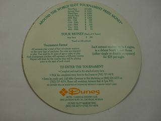 Dunes Hotel & Country Club Las Vegas Nev.  Around The World Slot Tournament
