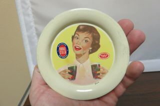 Vintage Metal Litho Lady Double Cola Soda Adverting Tip Tray Tin Mexican Spanish