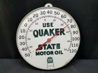 Vintage Quaker State Motor Oil 12 " Thermometer,  Made In Usa
