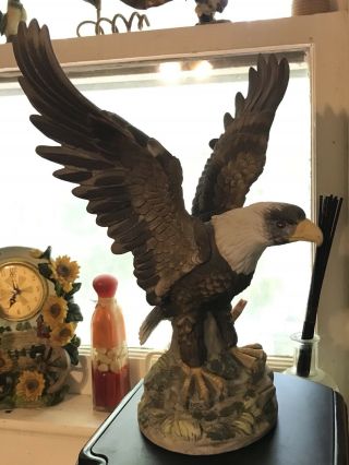 Arnart Imports 1982 Royal Crown Signed J Byron Bisque Bald Eagle Bird Sculpture