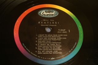 Beatles Meet The 1964 1st Press MONO LP w/ No BMI or ASCAP Label Play 3