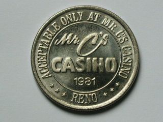 1981 Reno Nevada Slot Machine Token/coin $1 Dollar Mr.  C 
