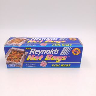 Nos Vintage Box Of Reynolds Hot Bags Extra Heavy Duty Foil Bags - Large Size