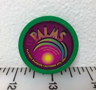 Rare Palms Green Playboy Bunny,  Ltd.  1000,  Oct.  4th,  2001,  Las Vegas Casino Chip