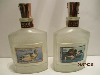 2 Jim Beam Bourbon Duck Stamp Series Empty Decanter Bottles 2nd Edition
