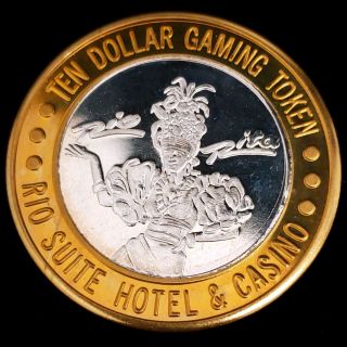 1994 Ct Rio Hotel Casino.  999 Silver Strike $10 Rio Rita Gaming Token 3rhc9426