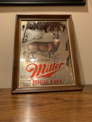 Miller High Life White Tailed Deer Mirror Sign First Edition Sportsman Series.