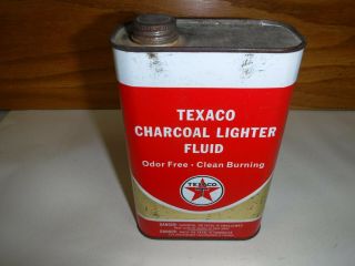 Vintage Texaco Canada Charcoal Lighter Fluid 32oz Oil Tin Can (empty)