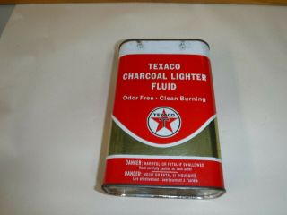 Vintage Texaco Canada Charcoal Lighter Fluid 32oz Oil Tin Can (Empty) 5