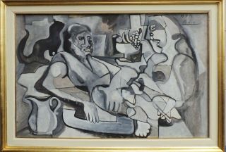 PABLO PICASSO OIL ON CANVAS 1971 WITH FRAME IN GOLDEN LEAF 9