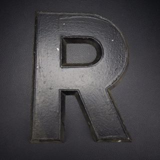 Vintage 10 " Aluminum Distressed Letter " R " Alder Sign Letter Co.  Chicago