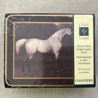 Nib Lady Clare Racehorses Set Of Six Traditional Coasters Hand Crafted