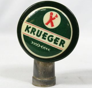 Vintage Gottfried Krueger Brewing Co Beer Ball Tap Knob Handle Green Red K Logo