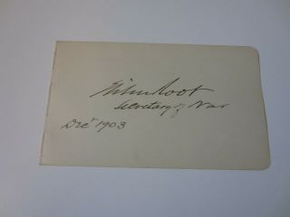 Elihu Root Autographed Album Page As Secretary Of War Dated 1903