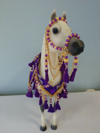Breyer Proud Arabian Stallion,  Peter Stone Arabian Costume Purple & Gold 2 6
