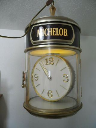 Vintage Michelob Hanging Rotating Illuminated Clock