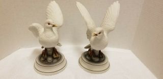 Vintage Pair Large Vintage White Dove Figurines By Andrea Sadek Made In Japan