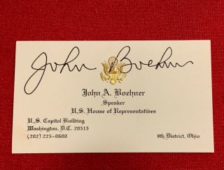Speaker Of The House John Boehner Signed Personal Office Business Card - Wow