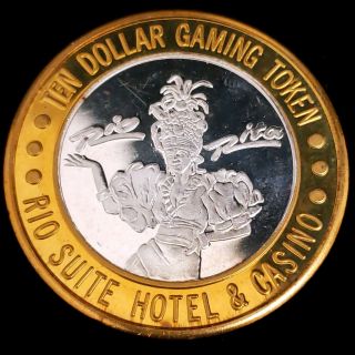 1994 Ct Rio Hotel Casino.  999 Silver Strike $10 Rio Rita Gaming Token Rhc9424