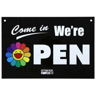 Takashi Murakami Complexcon Chicago 2019 Flower Door Open / Closed Sign Black