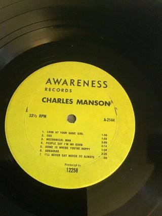 Charles Manson Awareness Lp Psych Folk Collectible Weird Helter Skelter 3