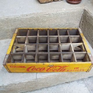 Antique Vintage Wooden Yellow Coke COCA COLA 24 Bottle Crate 4