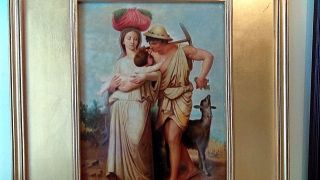 Neoclassical Oil On Board Painting of a Family in the Field Signed 1890 ' s Framed 5