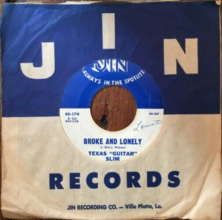 Texas Guitar Slim (johnny Winter) Broke And Lonely Blues Rocker 45 2 - Sider Hear