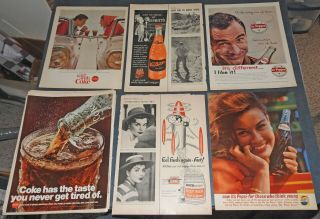 92 Vintage 1940s - 2000s Soda Pop Print Ads Coke,  Pepsi,  7up And More
