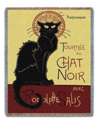 Le Chat Noir Steinlen Black Cat Tapestry Afghan Throw Blanket Usa Made