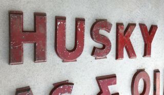 Vintage 1940’s Husky Gas & Oil Station Tank Pump Truck Metal Sign Letters