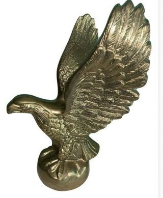 Vintage Brass Bronze American Eagle Sculpture On Metal Base Figurine 11 "