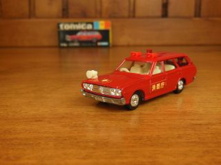 Tomy Tomica 78 Nissan Cedric Fire Chief Car,  Made In Japan Vintage Pocket Car