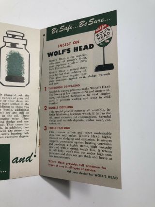 Vintage Wolfs Head Oil Brochure Oil Change Information SHIPS IN USA 5