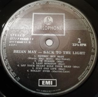 BRIAN MAY BACK TO THE LIGHT RARE GREEK VINYL LP,  INSERT 1992 EX QUEEN 6