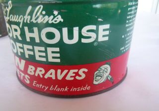 vintage Manor House Coffee 1 lb keywind tin can no lid Milwaukee Braves baseball 2