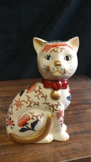Vintage Takahashi San Francisco Hand Painted 6 " Ceramic Sitting Cat Sh