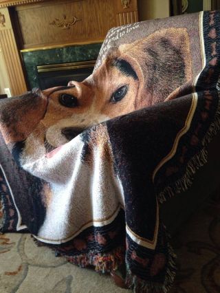 Love Beagle Dog Companion Best Friend Cotton Jacquard Woven Throw Blanket