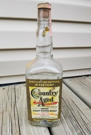 Vintage Country Aged Kentucky Straight Bourbon Whiskey Bottle 4/5 Quart Empty