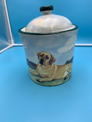 Great Zeppa Studios Dog Treats Jar W/ Lid Labrador Hand - Painted 8 " X 7 " Kent Ct