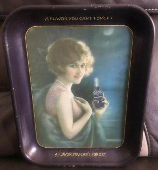 Vintage Rare 1920s Nugrape Soda Coke Advertising Tray Woman With Soda