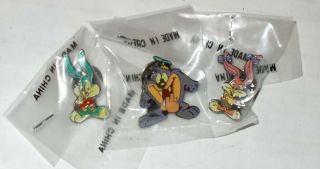 Tiny Toons Lapel Pin Set Buster Bunny Babs Dizzy Devil Enamel 1 " Warner Bros 95