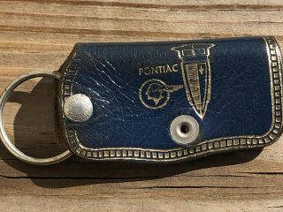 Vtg 1950’s Glenn Pontiac Indian Chief Keychain Blue Leather Detroit Mi