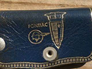 Vtg 1950’s Glenn Pontiac Indian Chief Keychain Blue Leather Detroit MI 2