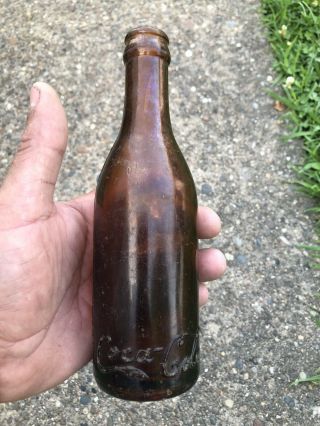 Rare 1910s Roanoke Va Amber Coca Cola Straihht Side Bottle