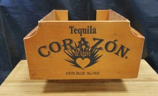 Vintage Mexican Corazon De Agave Tequila Logo Wooden Napkin Straw Caddy Holder
