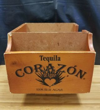 Vintage Mexican CORAZON de Agave TEQUILA Logo wooden napkin straw caddy holder 2