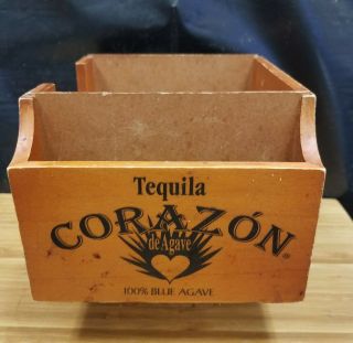 Vintage Mexican CORAZON de Agave TEQUILA Logo wooden napkin straw caddy holder 4