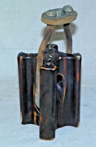 Vintage Ceramic Guy Wire Strain Insulator Brown Drip Glaze 5 - 1/2 