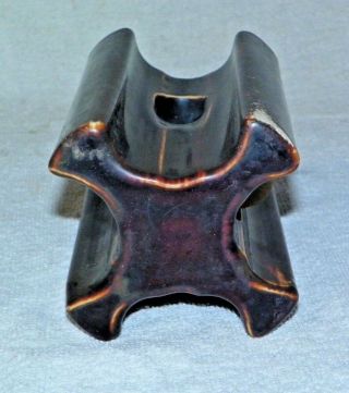 Vintage Ceramic Guy Wire Strain Insulator Brown Drip Glaze 5 - 1/2 